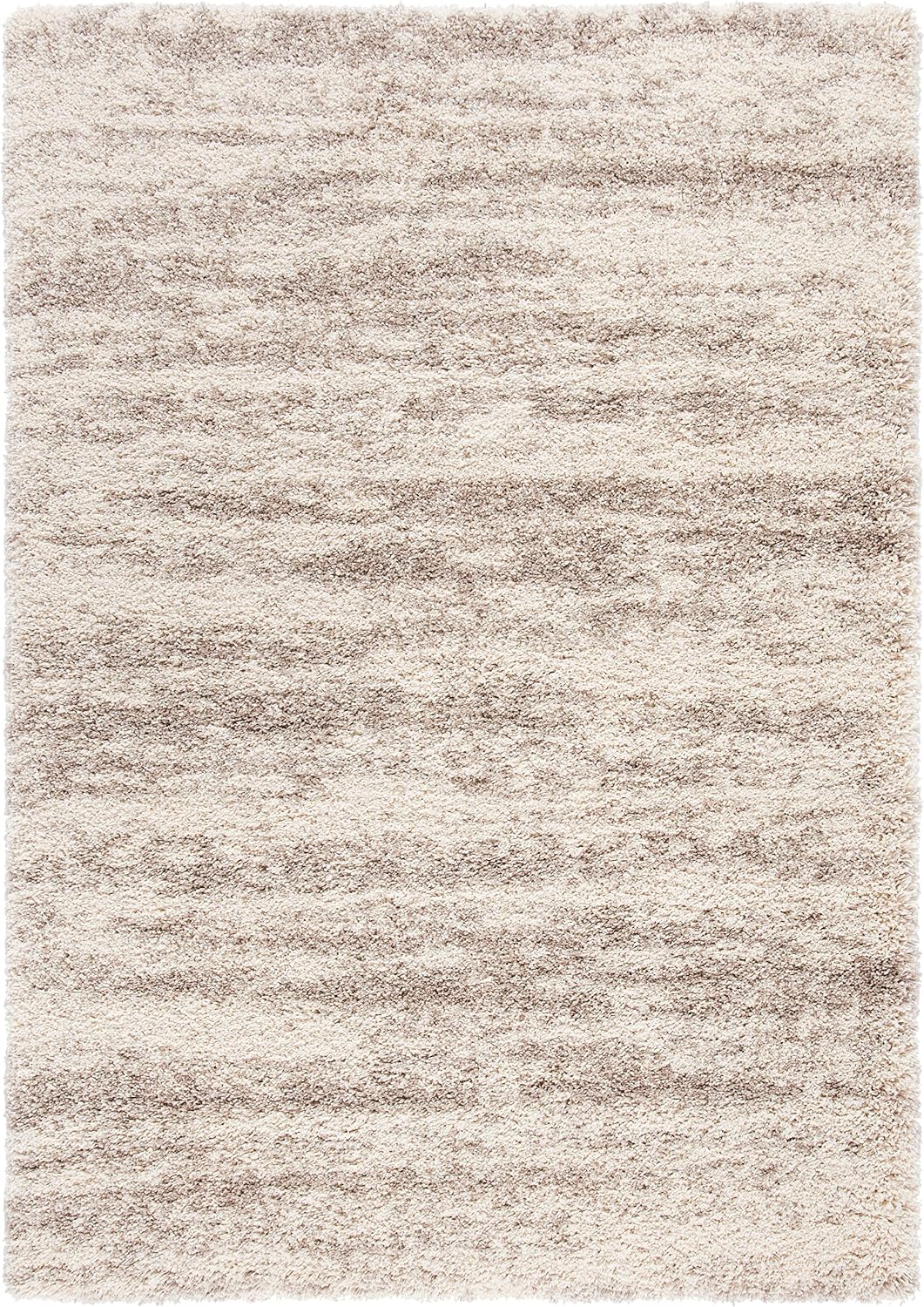 Ivory & Beige Hudson Shag 5'3"x7'6" Modern Shag Area Rug