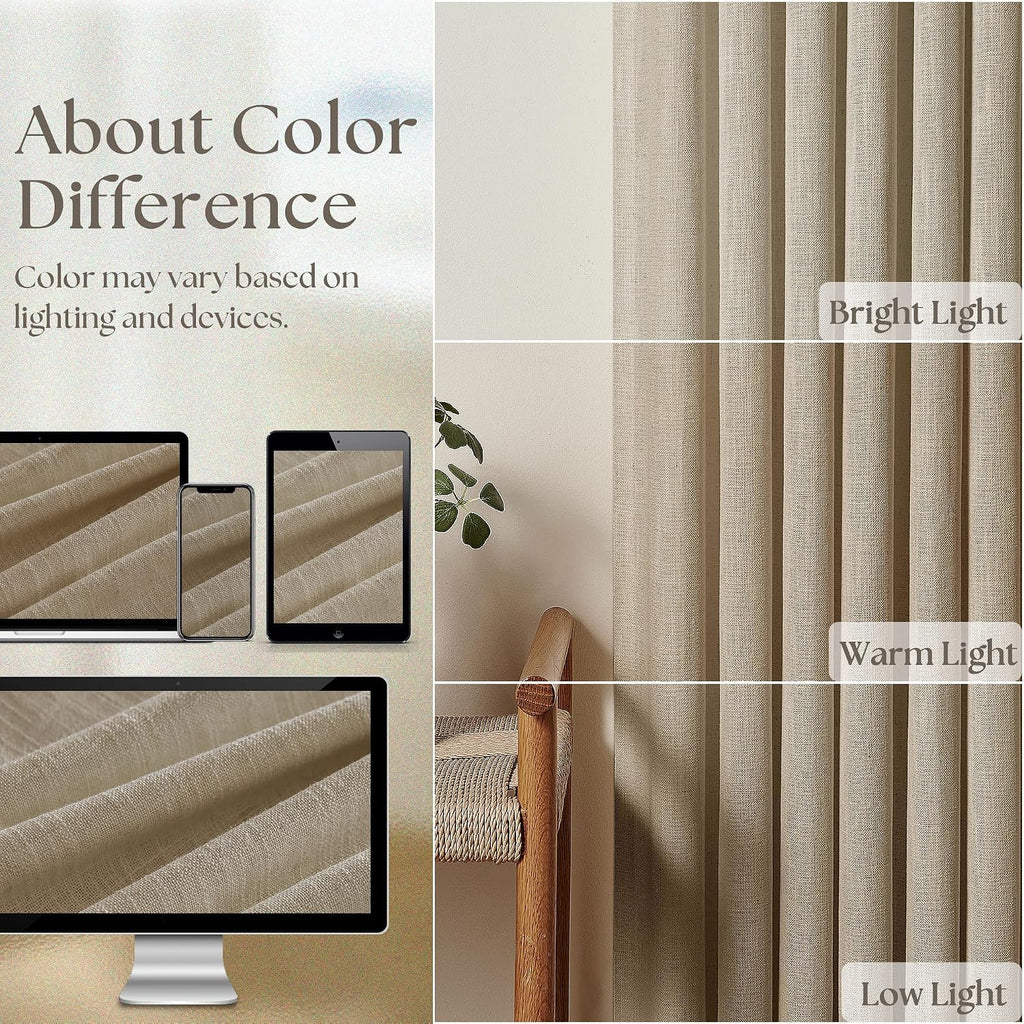 Greige Linen Pinch Pleated Curtains