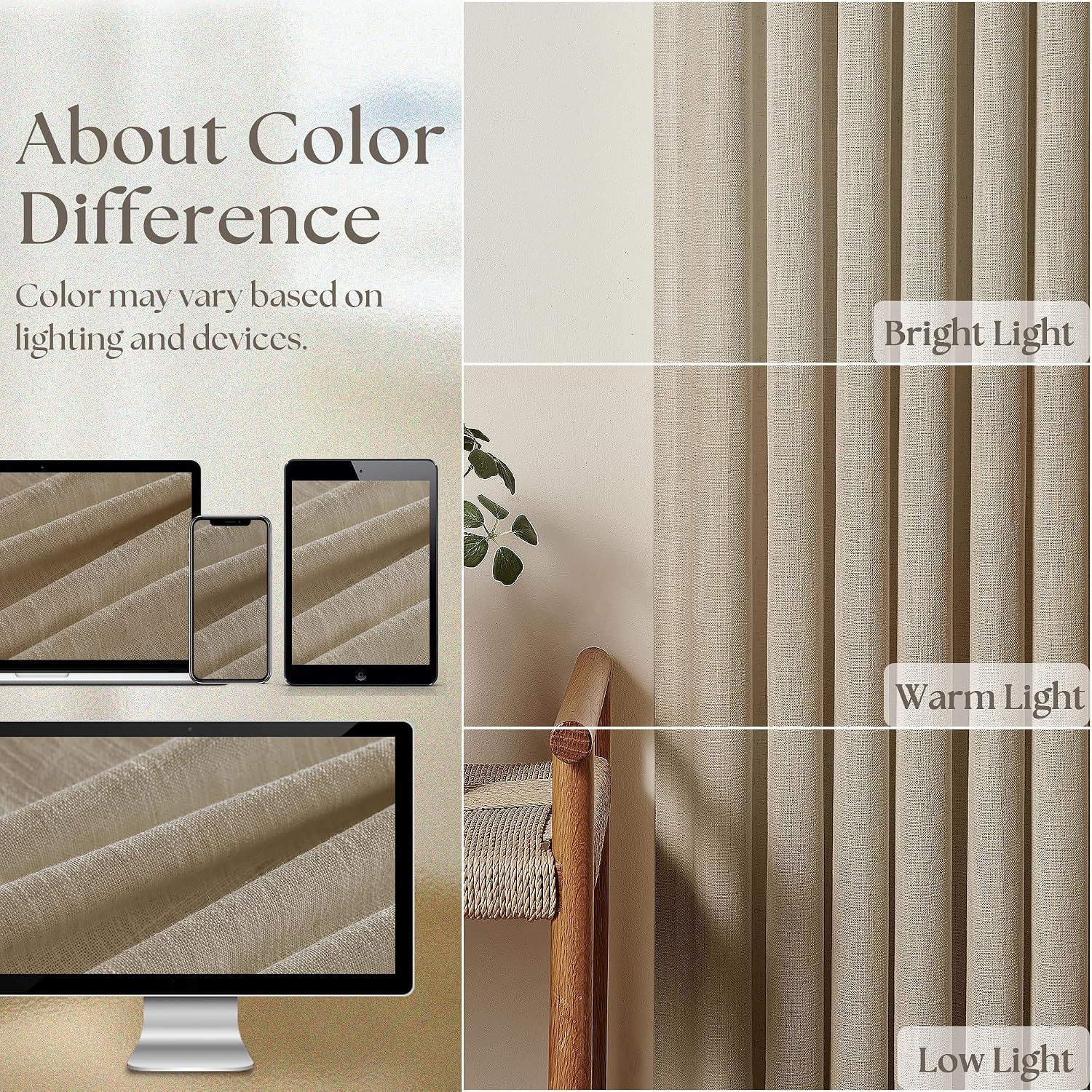 Greige Linen Pinch Pleated Curtains