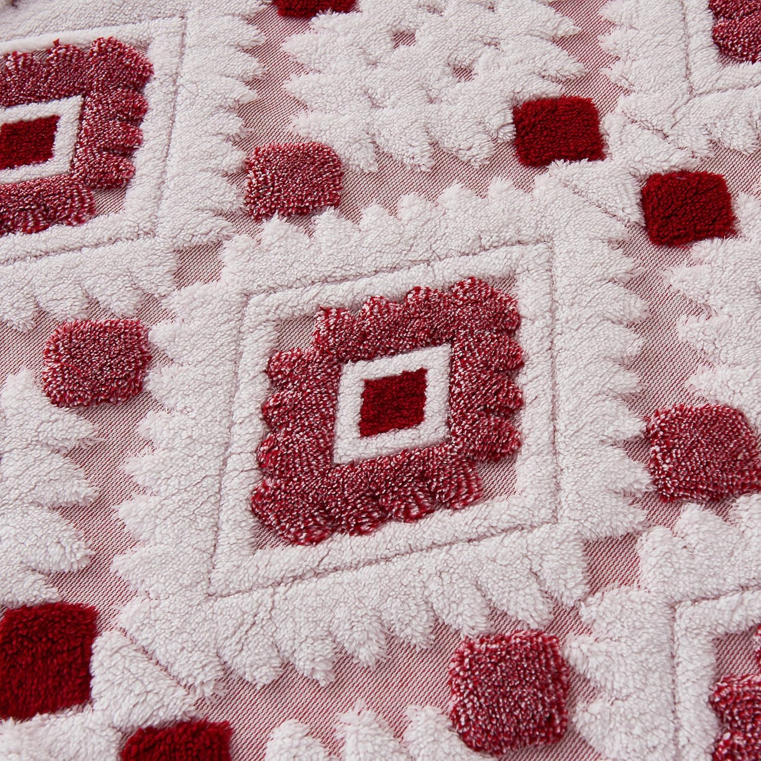 Rose Red Boho Aztec Sherpa Queen Blanket